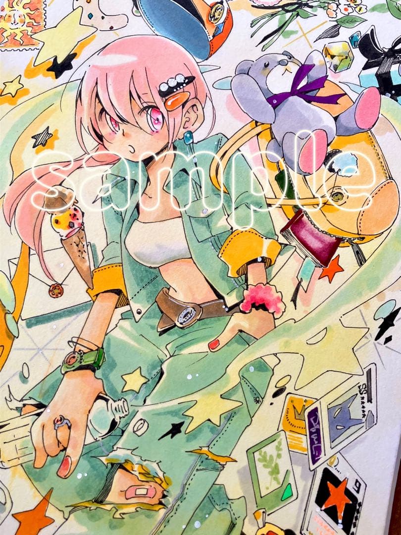 手書きイラスト　アナログイラスト　原画1点もの　オリジナルキャラクター