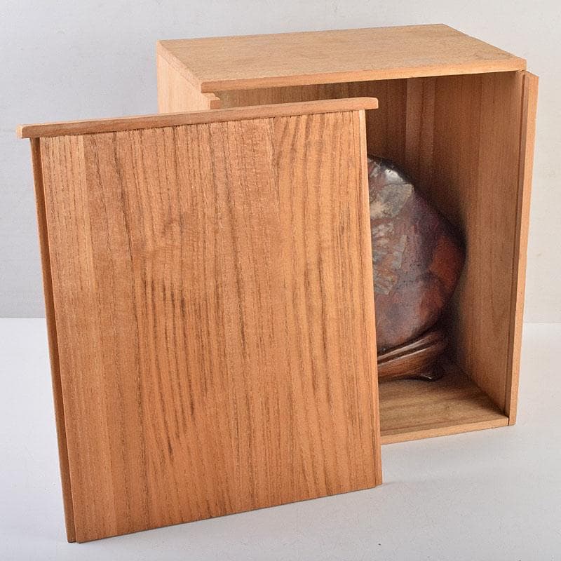 岐阜県根尾谷産　天然石　鑑賞石　菊花石　立札・唐木台・木箱付　D　R9555B