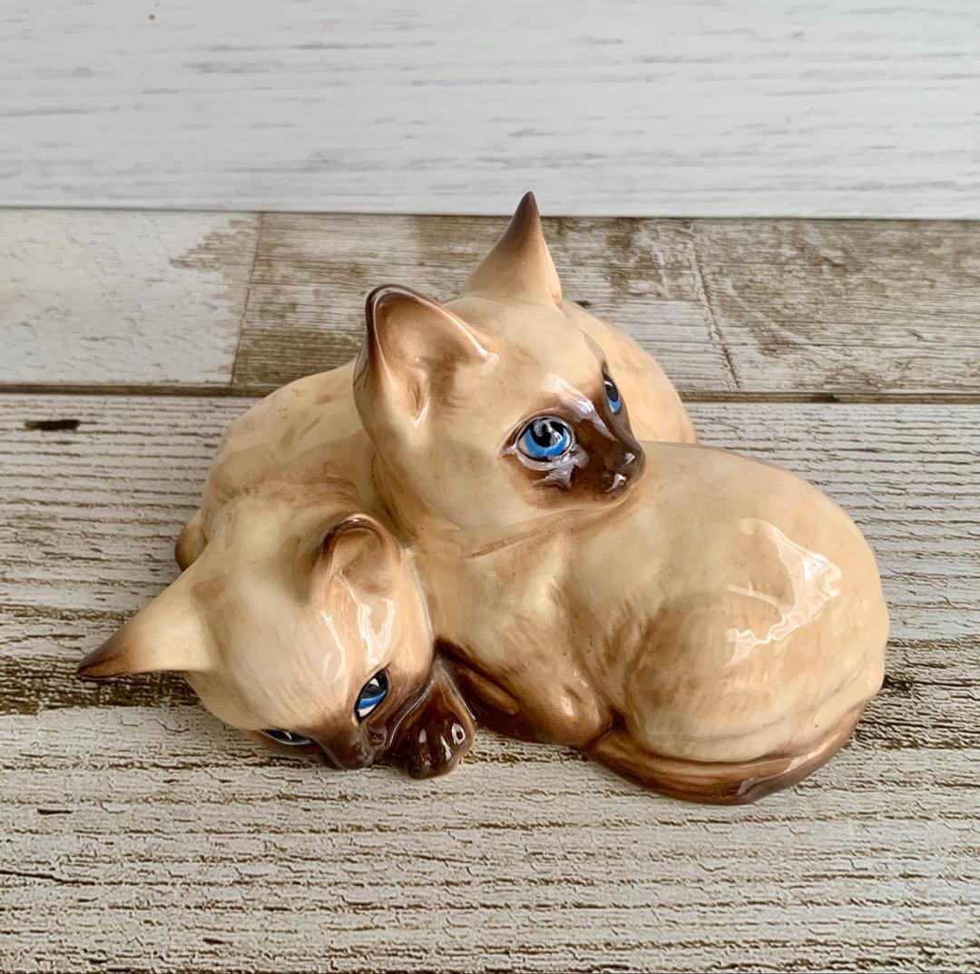 ベスウィック 2匹のシャムの仔猫 猫の置物 フィギュリン アンティーク①