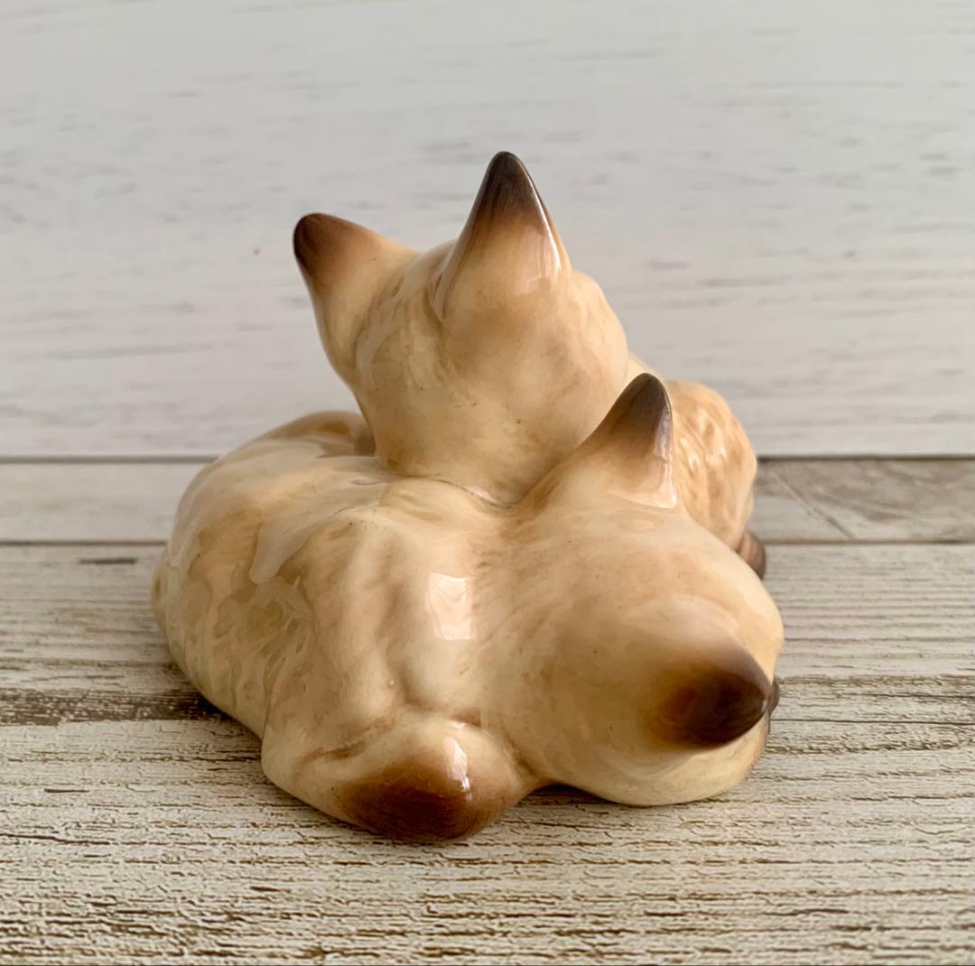 ベスウィック 2匹のシャムの仔猫 猫の置物 フィギュリン アンティーク①