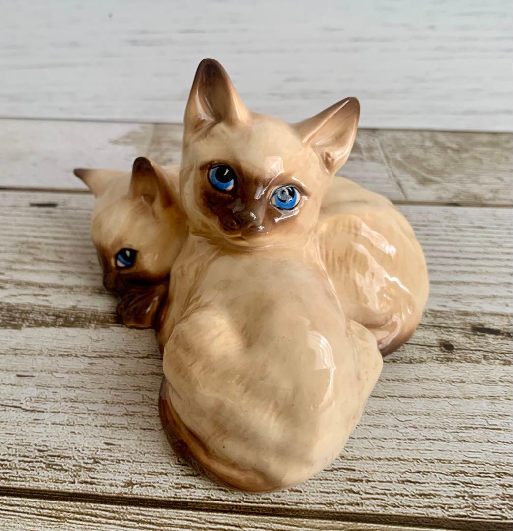 ベスウィック 2匹のシャムの仔猫 猫の置物 フィギュリン アンティーク①
