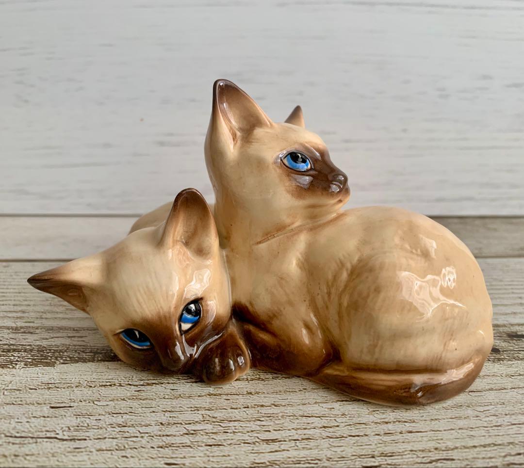 ベスウィック 2匹のシャムの仔猫 猫の置物 フィギュリン アンティーク①