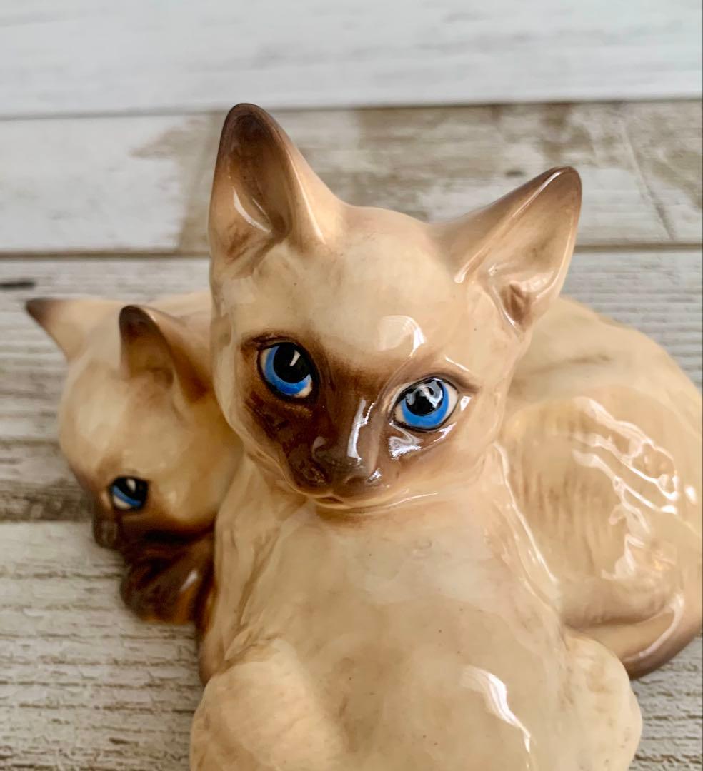 ベスウィック 2匹のシャムの仔猫 猫の置物 フィギュリン アンティーク①