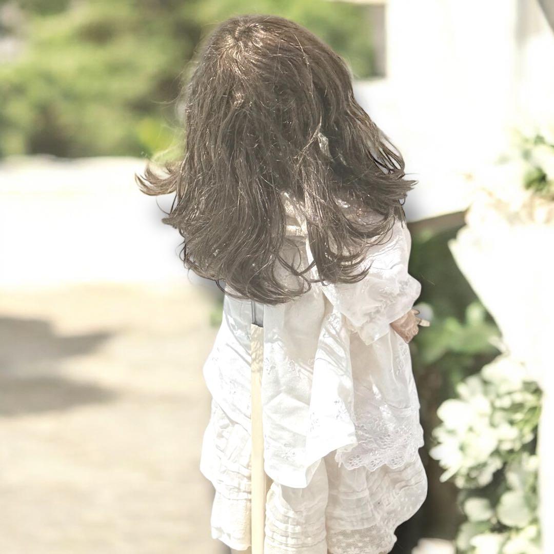 アンティーク ビスクドールアーモンド マルセル ホワイトドレス ボネ カメオ