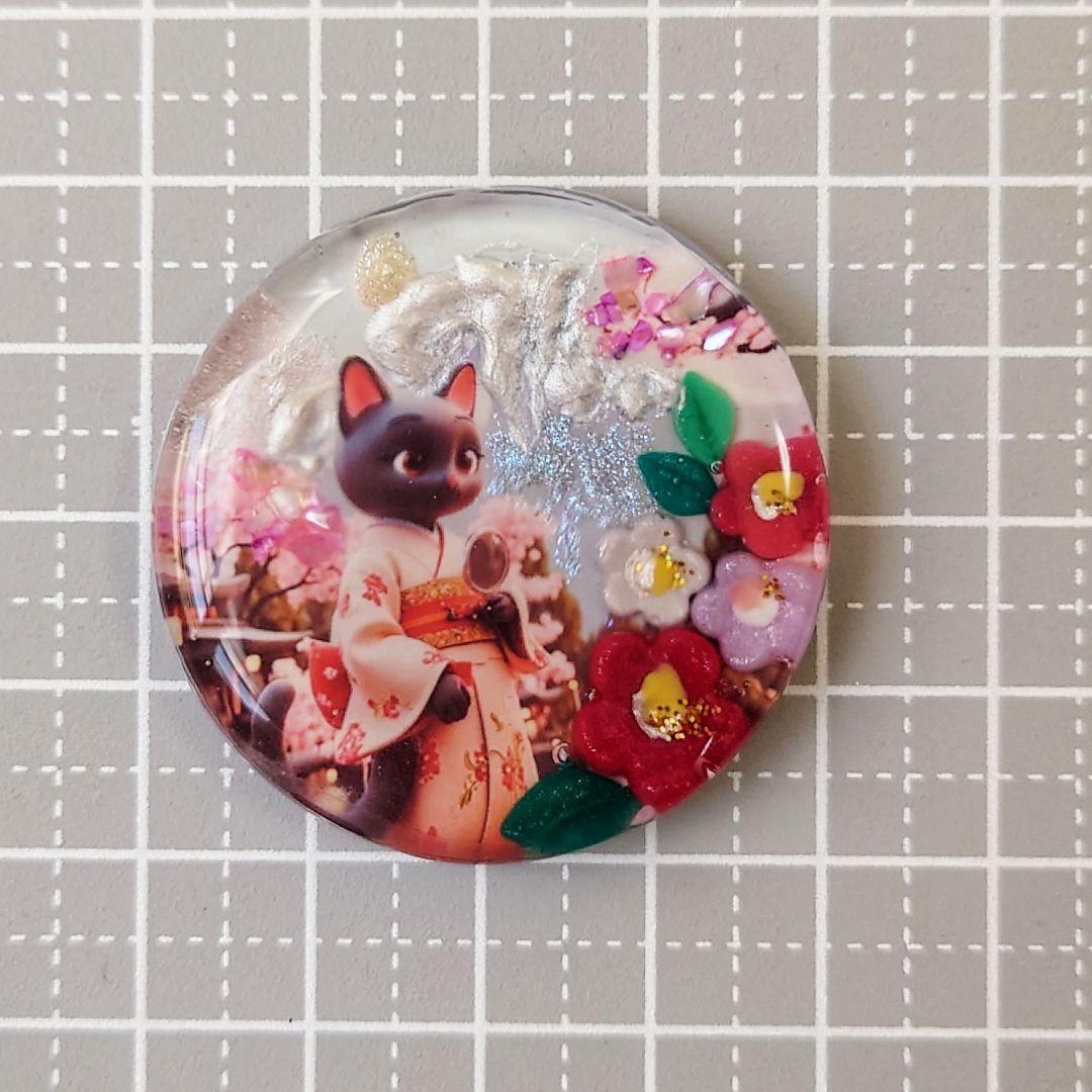 レジン　猫　ヘアゴム　ブローチ　ポニーフック　No.452