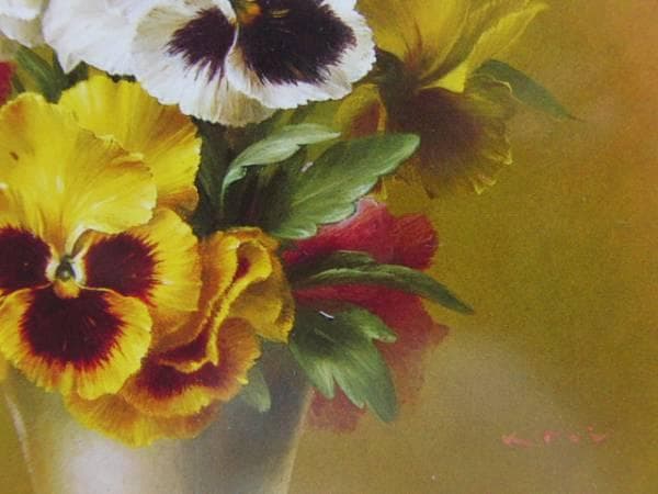 土井邦晃、花、希少画集画、新品額装