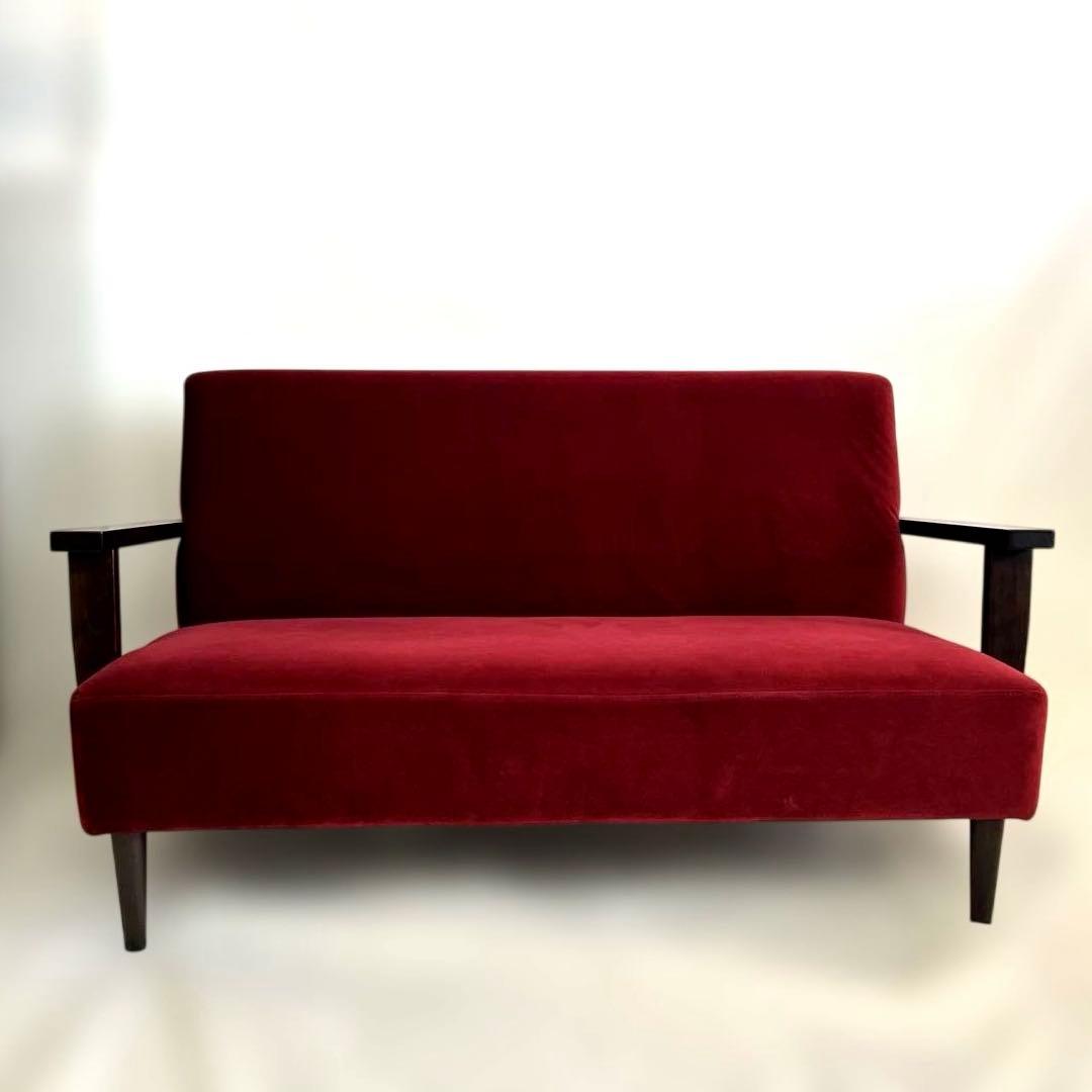 B-COMPANYビーカンパニー・ベロワ・2pソファ・濃い赤・横幅133.5cm