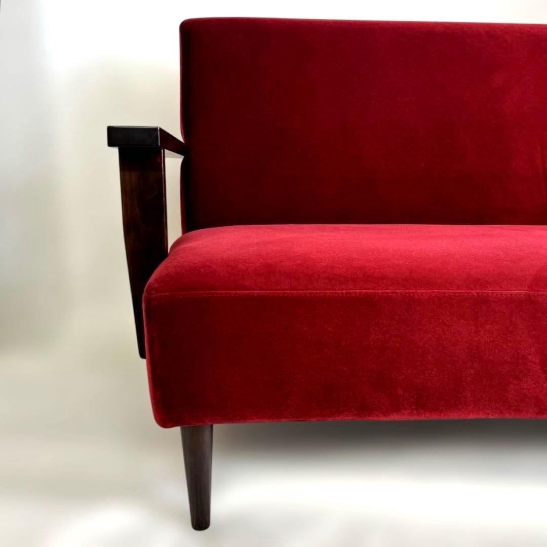 B-COMPANYビーカンパニー・ベロワ・2pソファ・濃い赤・横幅133.5cm