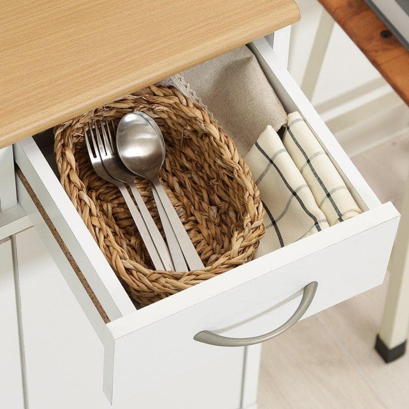 北欧風キッチンカウンター ホワイト×ナチュラル [5072]