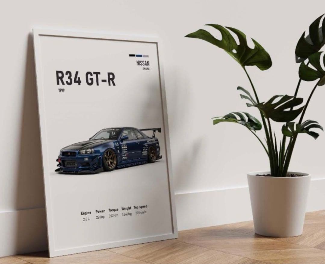 日産 スカイライン R34 GT-R アートポスター A2版　　　　管理①