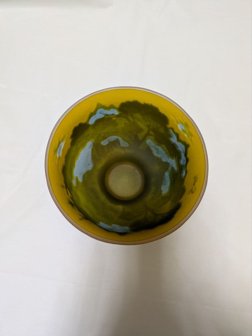 ガレgalle風景画 ガラスエッチングボウル イエロー