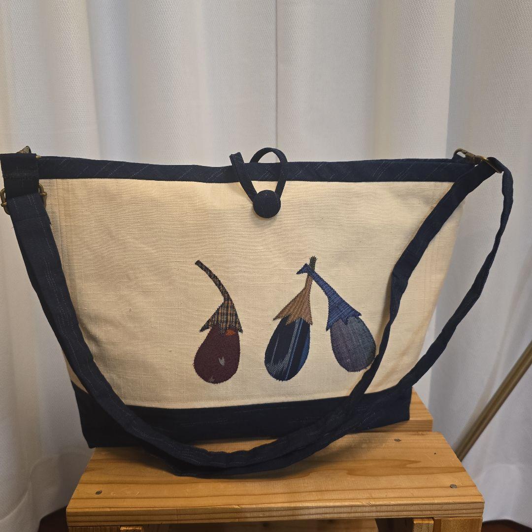 ２way 切り嵌め（きりばめ）名古屋帯リメイク　底大島紬　バッグ㊹