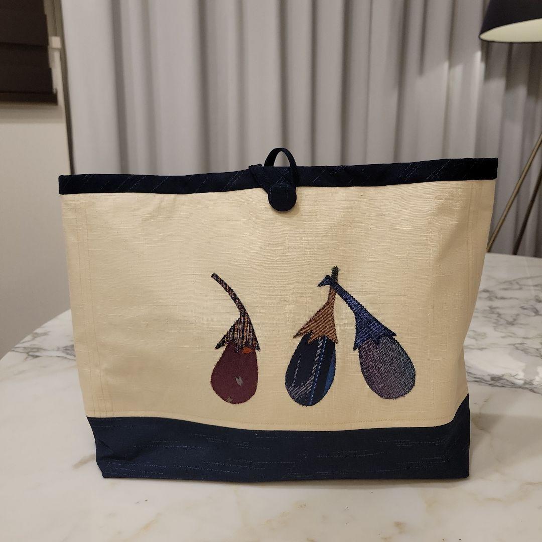 ２way 切り嵌め（きりばめ）名古屋帯リメイク　底大島紬　バッグ㊹