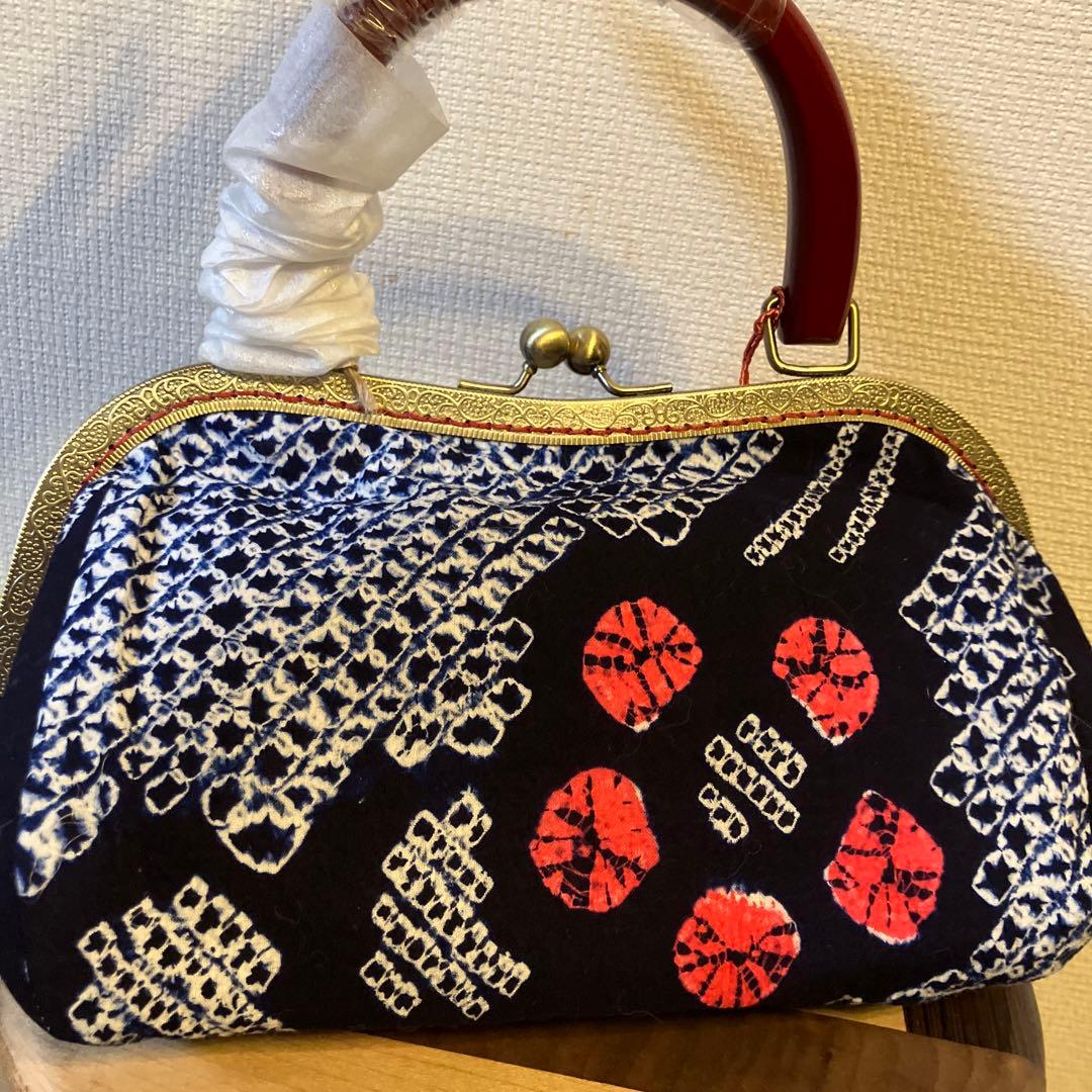 ハンドメイド　有松鳴海絞り　ちっちゃめがま口バッグ　⑦