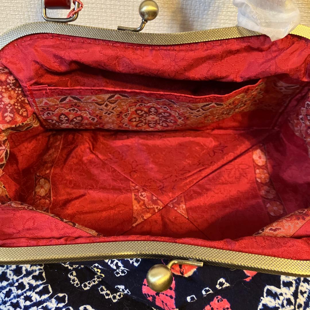 ハンドメイド　有松鳴海絞り　ちっちゃめがま口バッグ　⑦