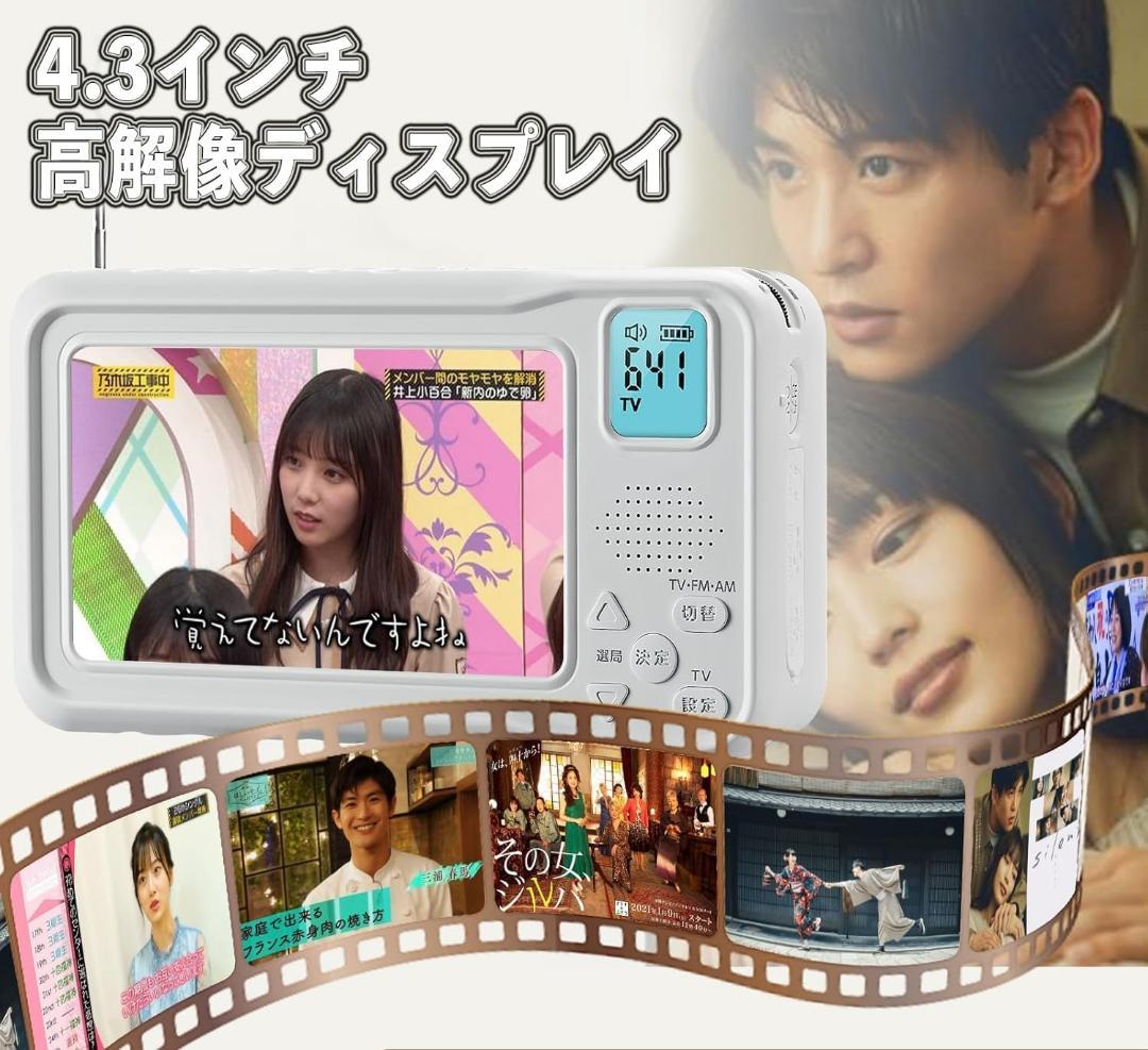 ポータブルテレビ 4.3インチ ワンセグ 防災 災害 ラジオ FM/AM