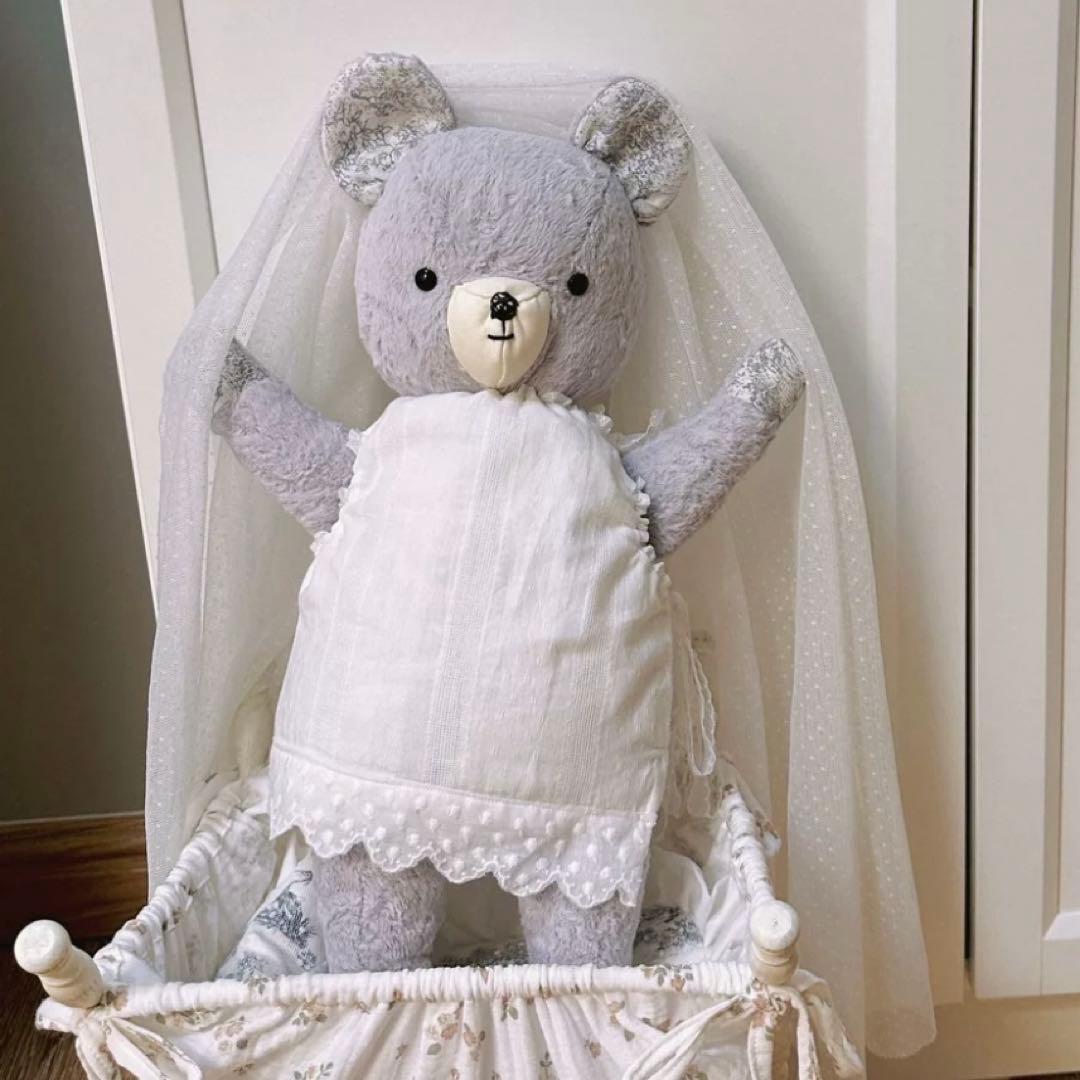 優しいラベンダー色のくまさん テディベア 大きいサイズ ぬいぐるみ 海外作家様