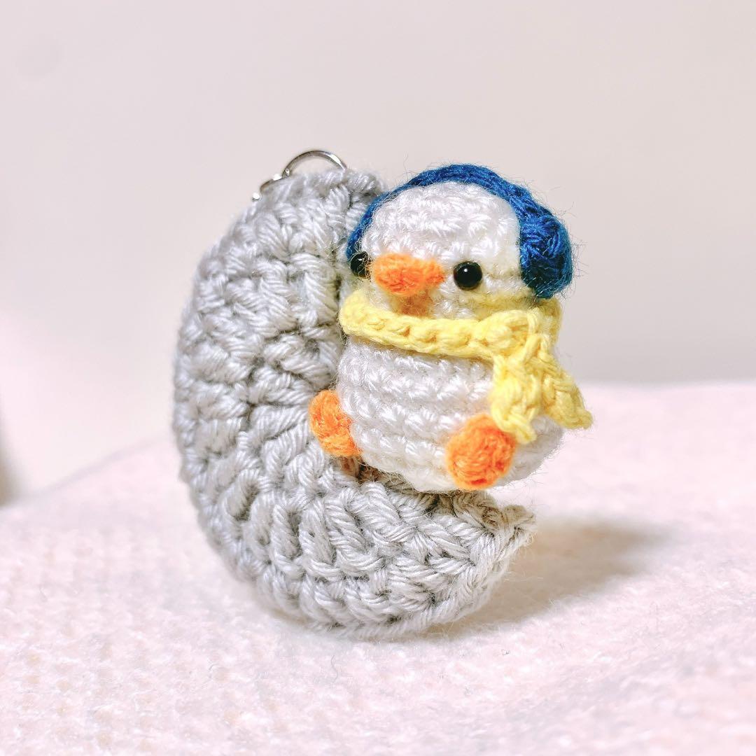 三日月あひる　ヘッドホン　あみぐるみ