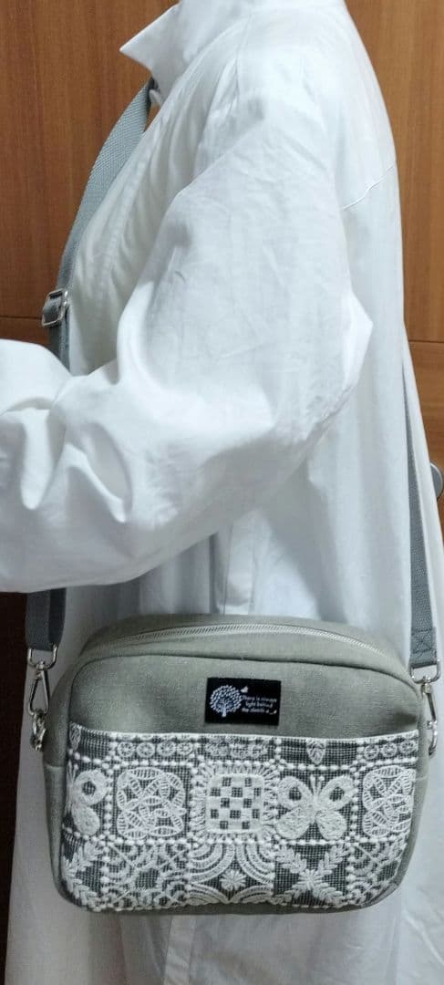 ミナペルホネン　ハンドメイド　レクタングルショルダーバッグ　フォレストタイル