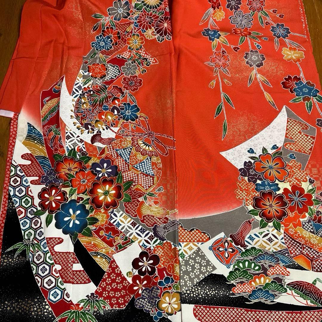七五三　女の子　７歳　正絹着物　長襦袢　袋帯　小物セット　逸品
