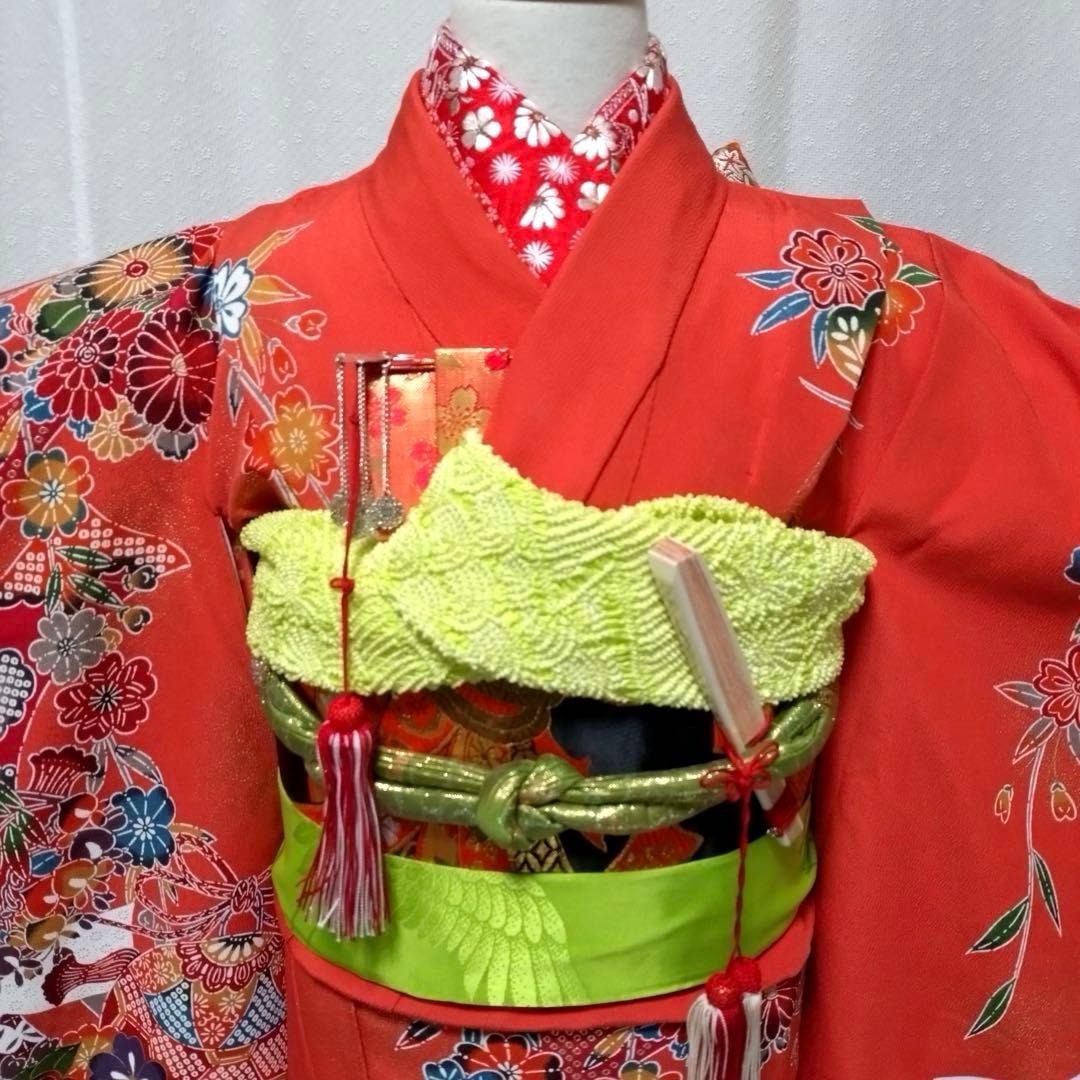 七五三　女の子　７歳　正絹着物　長襦袢　袋帯　小物セット　逸品