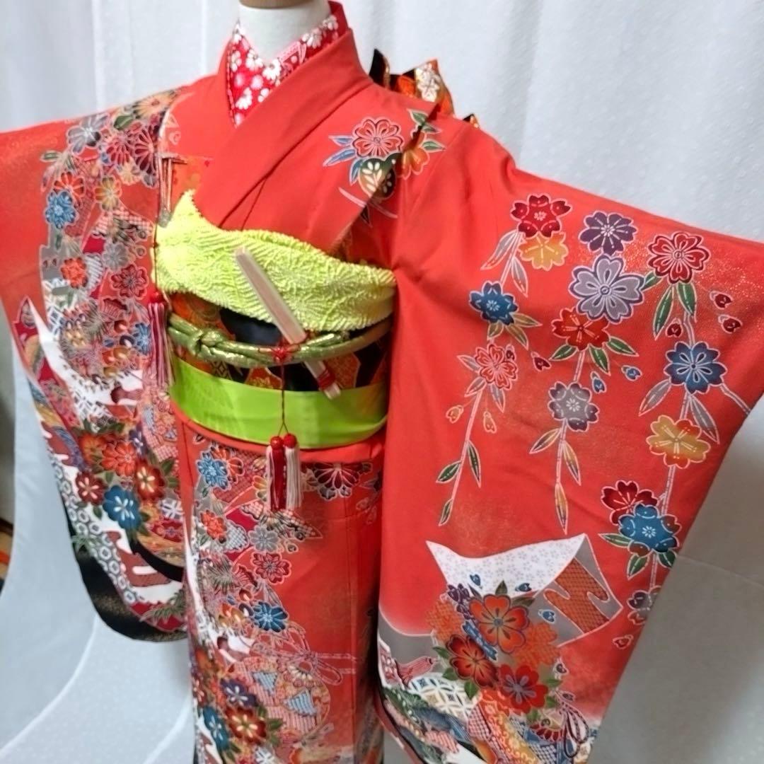 七五三　女の子　７歳　正絹着物　長襦袢　袋帯　小物セット　逸品