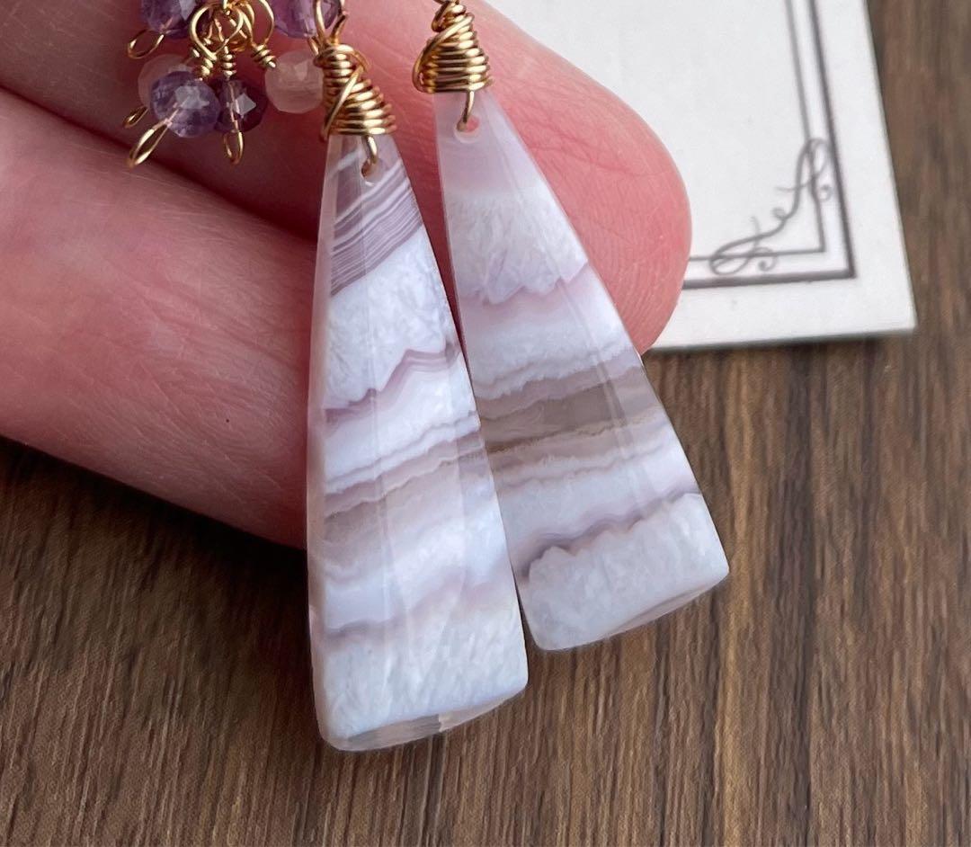 綺麗 パープルレースアゲートピアスチャーム·͜· ︎︎