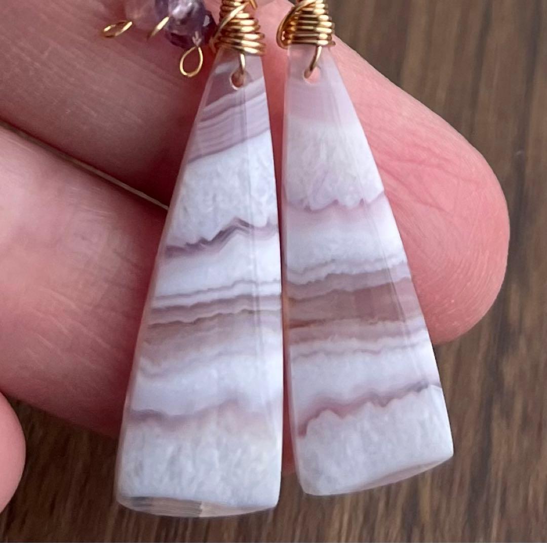 綺麗 パープルレースアゲートピアスチャーム·͜· ︎︎