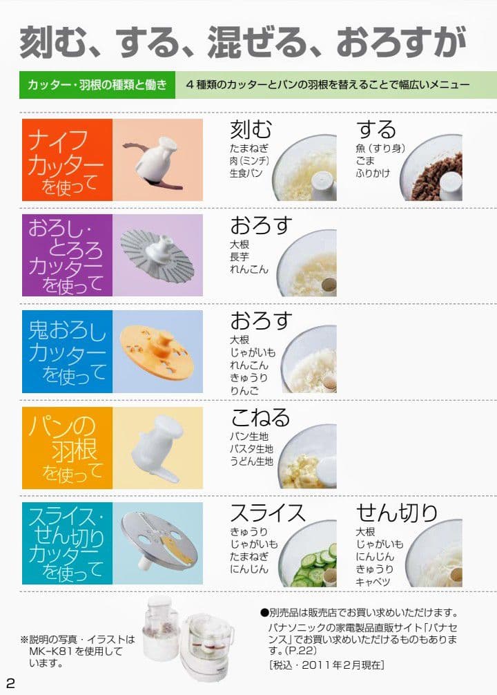 極美品 パナソニック フードプロセッサー MK-K81 ホワイト 即購入OK