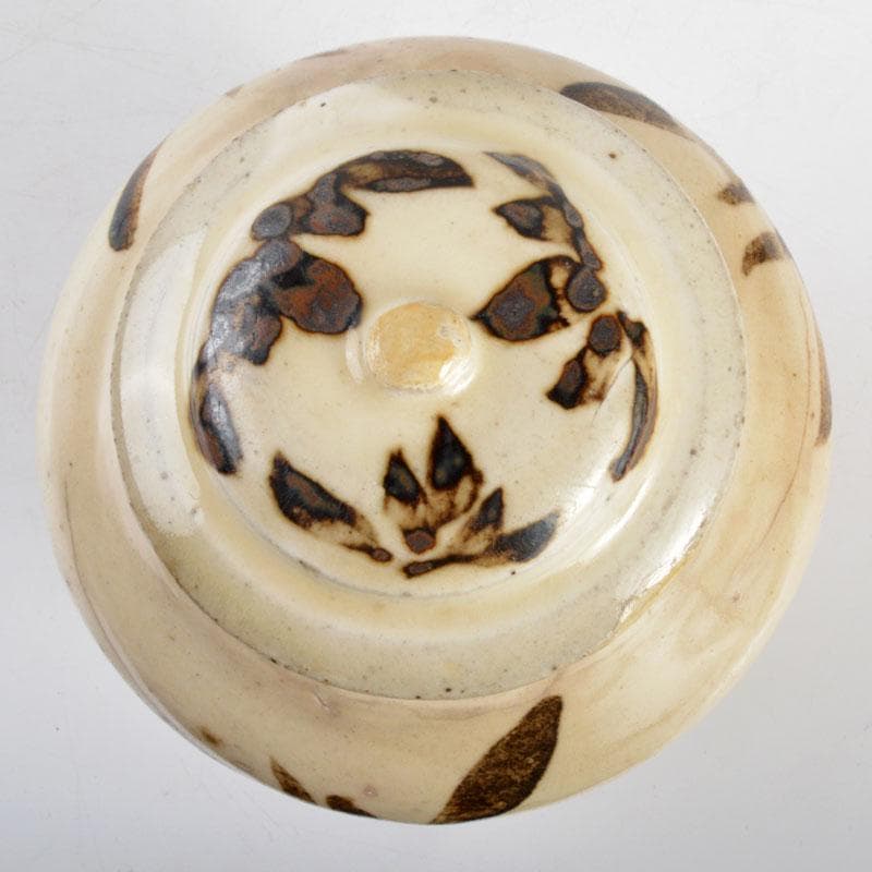 中国　宋　磁州窯　鉄絵　草文　蓋壷　時代箱付　M　R4797