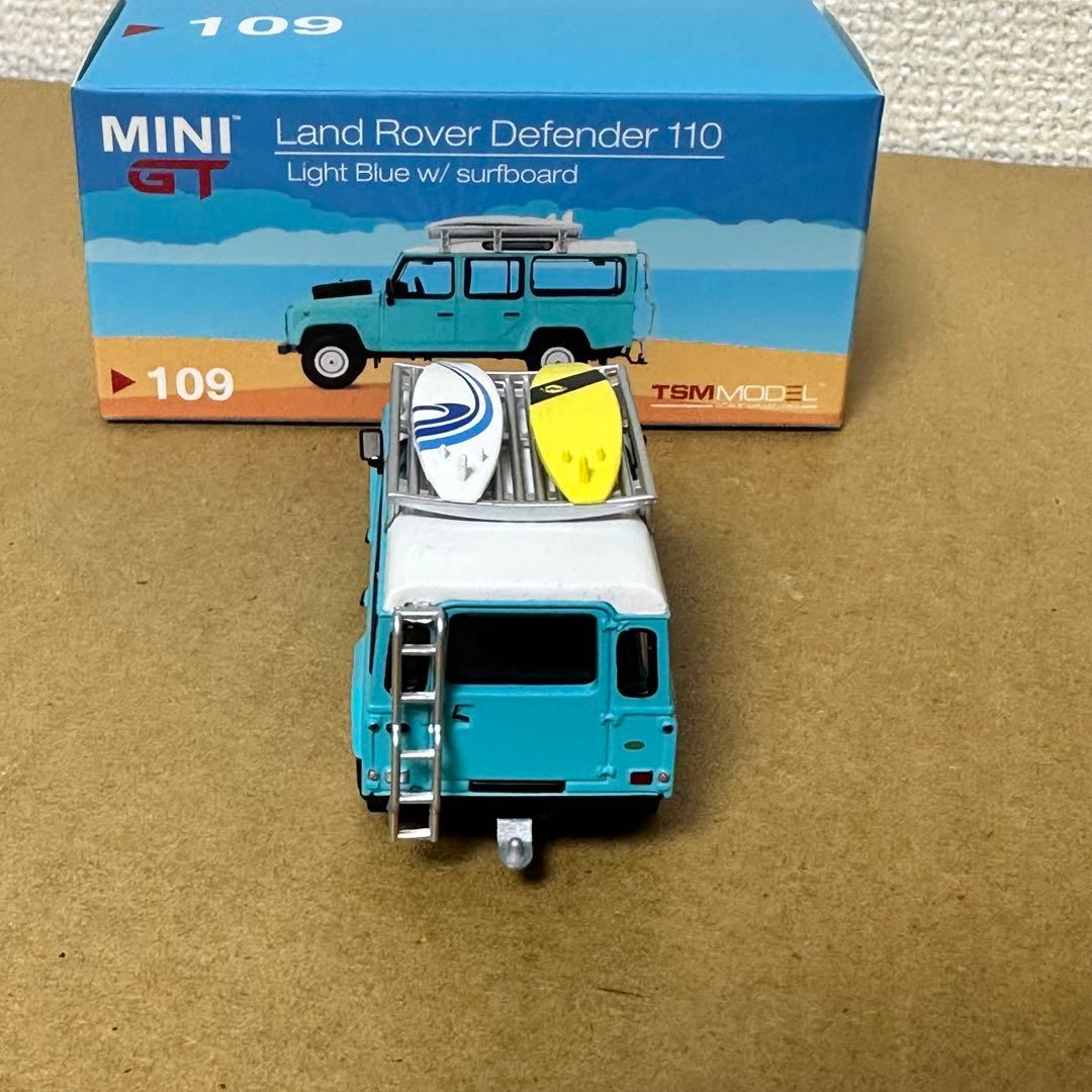 ミニGT　ランドローバー ディフェンダー 110　ライトブルー　サーフボード