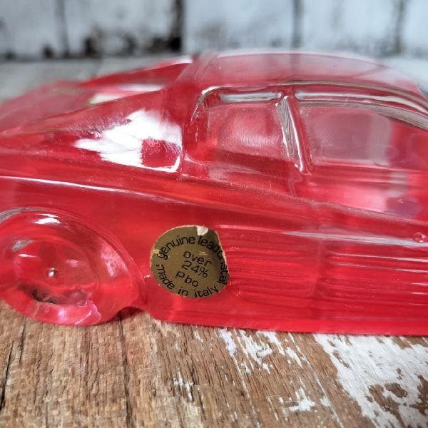 イタリア ヴィンテージ レッドクリスタルガラス フェラーリ ミニカー オブジェ