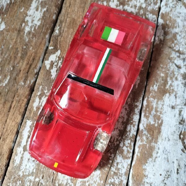 イタリア ヴィンテージ レッドクリスタルガラス フェラーリ ミニカー オブジェ