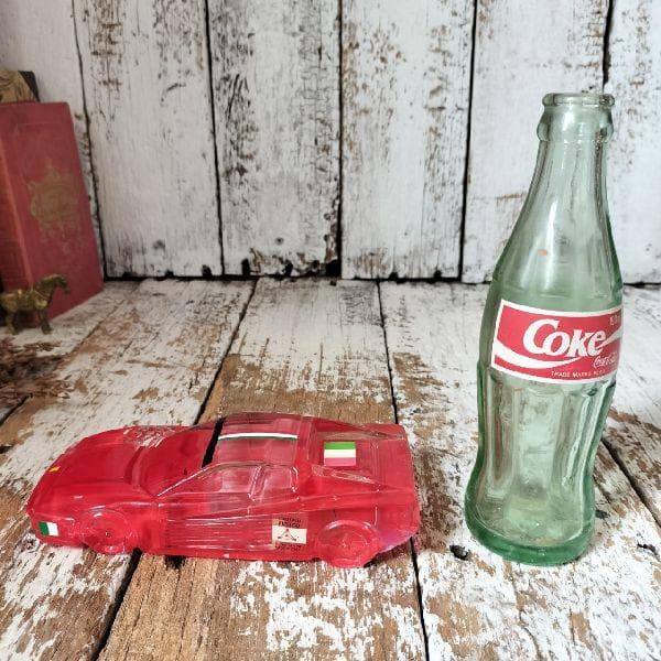 イタリア ヴィンテージ レッドクリスタルガラス フェラーリ ミニカー オブジェ