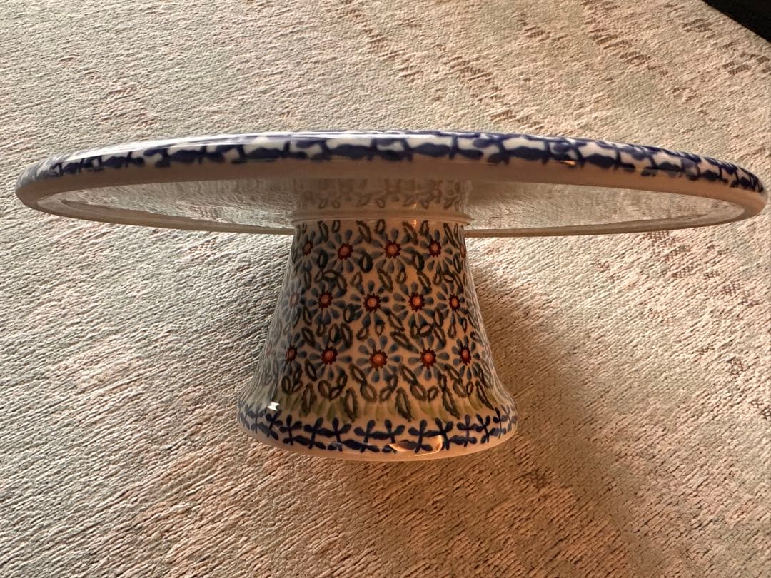 【美品】 ポーランド食器 花柄 ケーキスタンド (直径28cm) ほぼ未使用