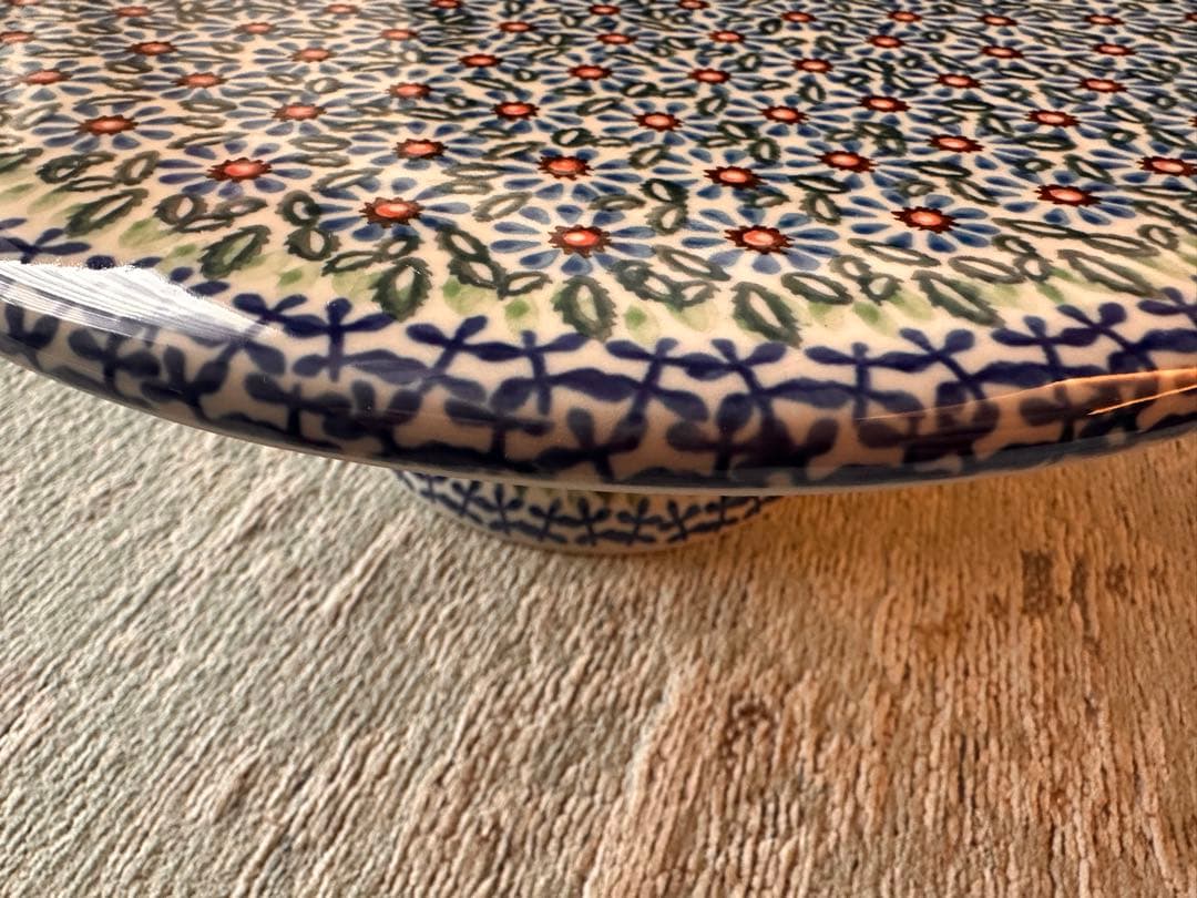 【美品】 ポーランド食器 花柄 ケーキスタンド (直径28cm) ほぼ未使用