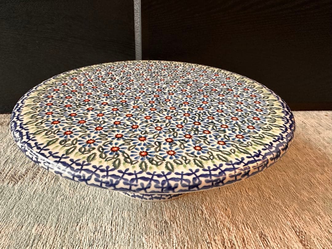 【美品】 ポーランド食器 花柄 ケーキスタンド (直径28cm) ほぼ未使用