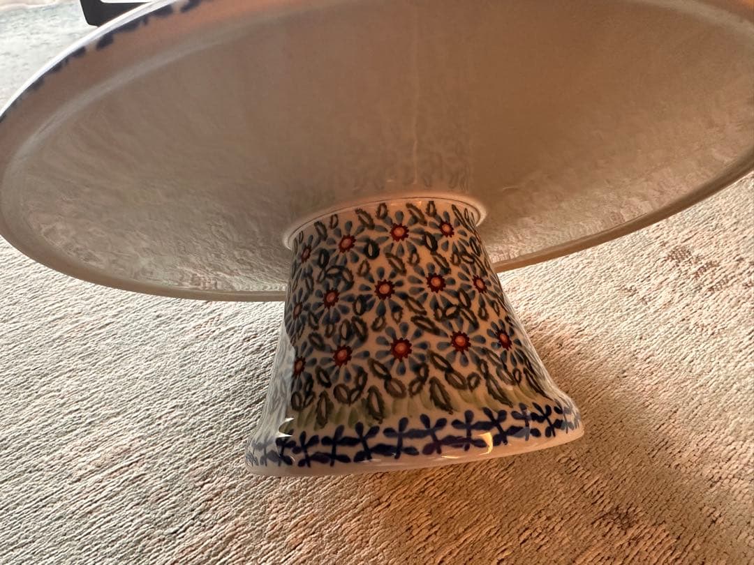 【美品】 ポーランド食器 花柄 ケーキスタンド (直径28cm) ほぼ未使用