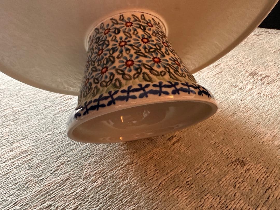 【美品】 ポーランド食器 花柄 ケーキスタンド (直径28cm) ほぼ未使用