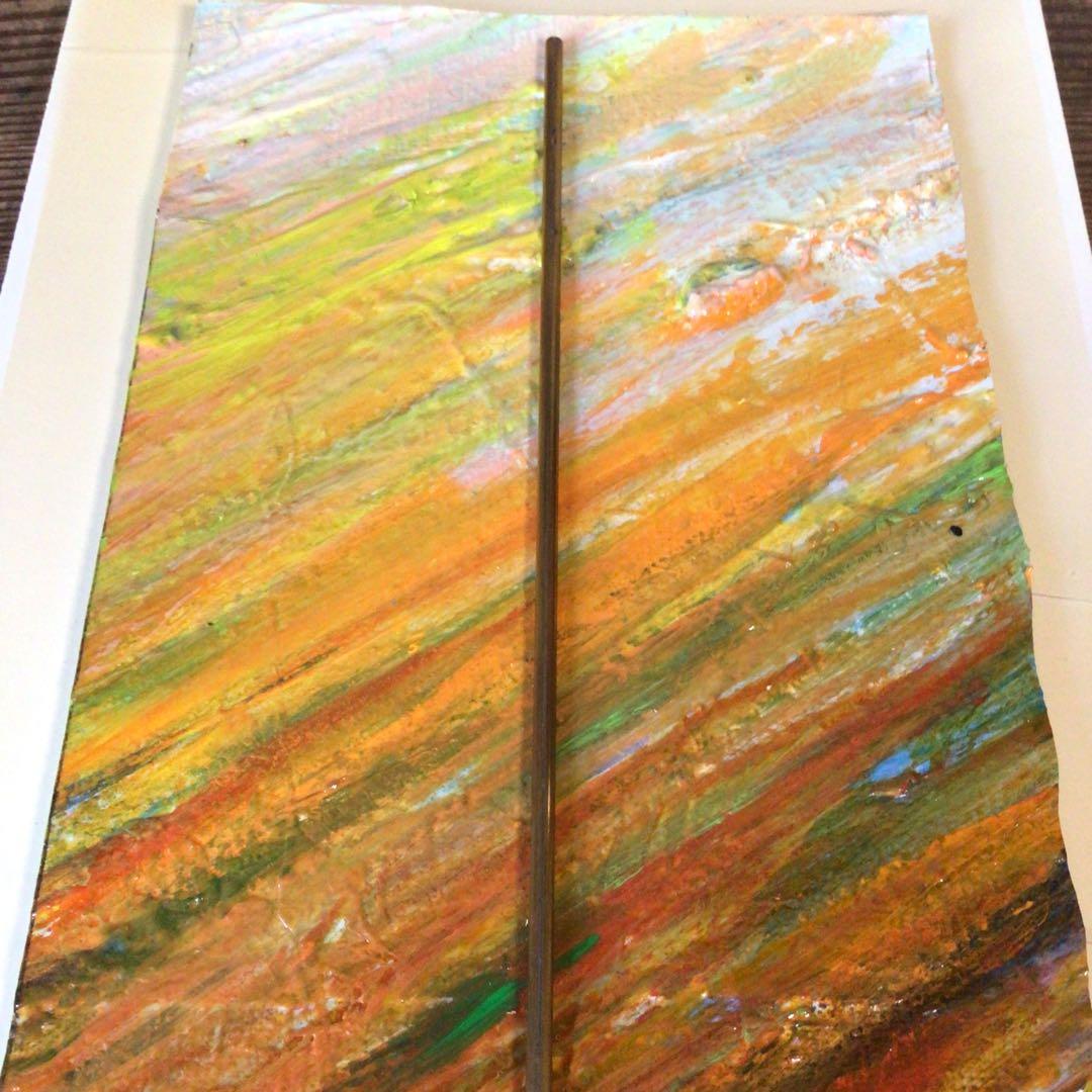 No3827額装　作者不詳　抽象画　サイン有　絵画　美術　アート　芸術　送料無料