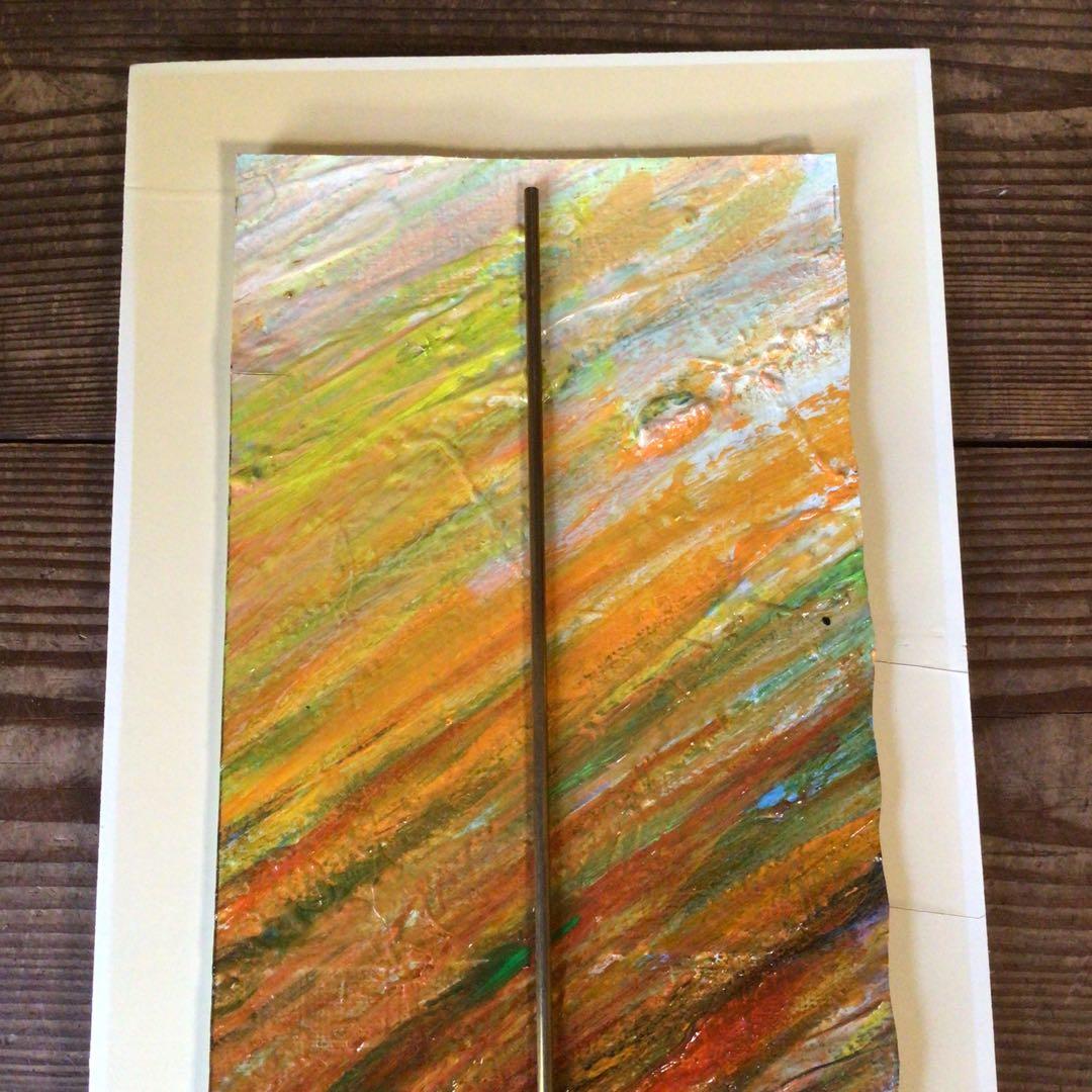 No3827額装　作者不詳　抽象画　サイン有　絵画　美術　アート　芸術　送料無料