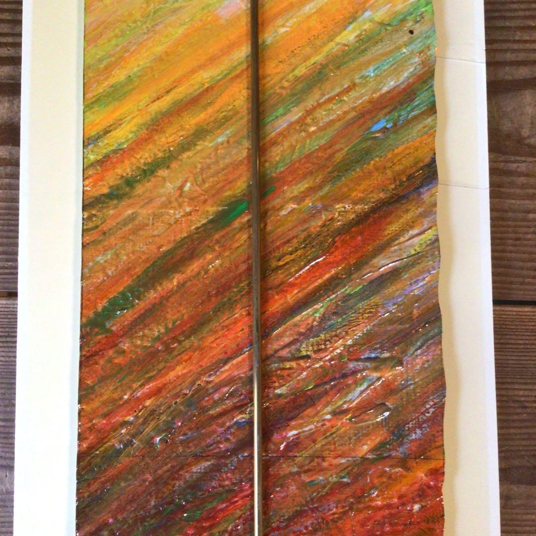 No3827額装　作者不詳　抽象画　サイン有　絵画　美術　アート　芸術　送料無料