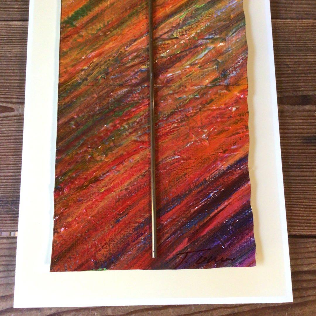 No3827額装　作者不詳　抽象画　サイン有　絵画　美術　アート　芸術　送料無料