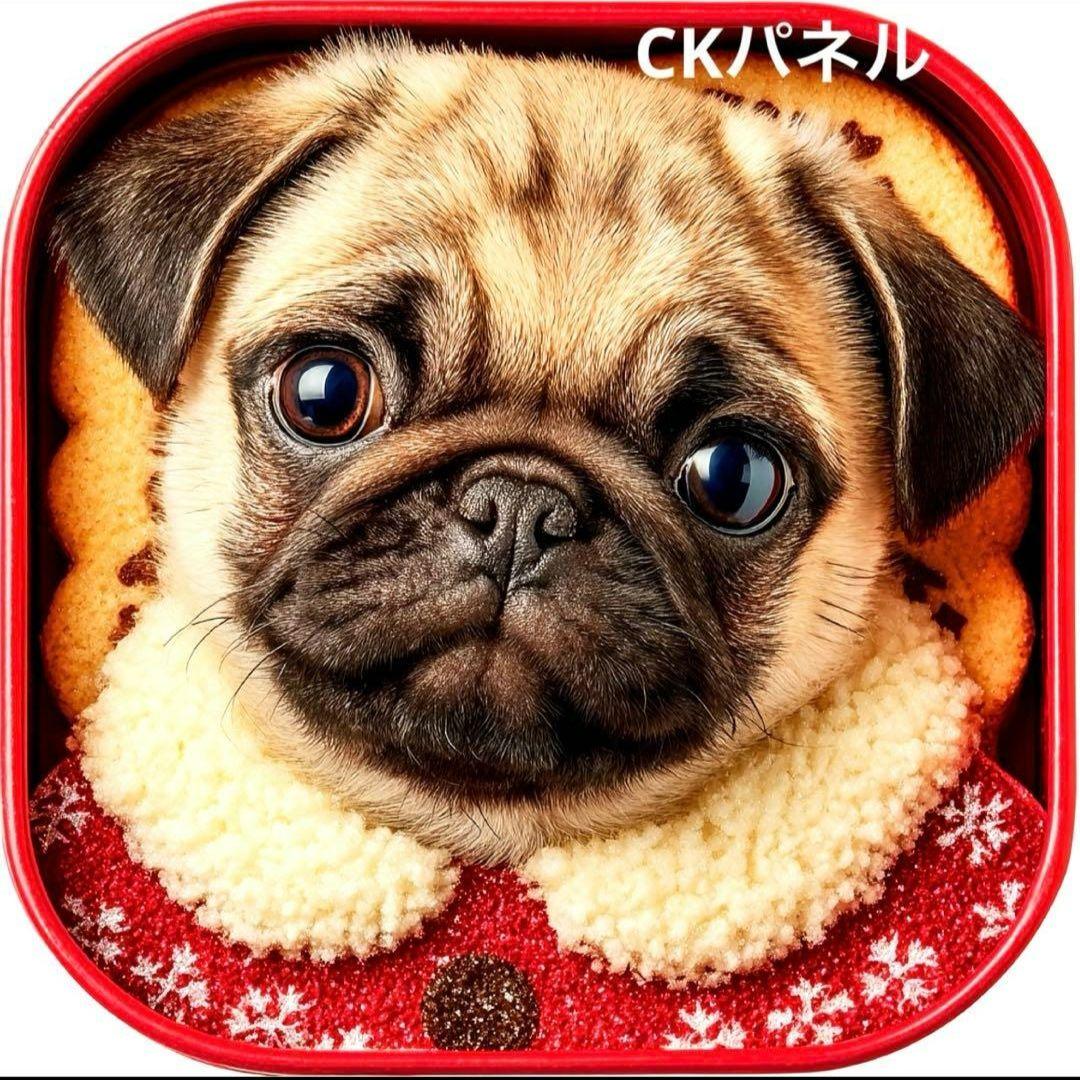 激レアパグクリスマスクッキーパネル生地　ハンドメイド