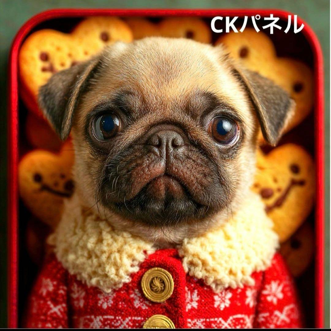 激レアパグクリスマスクッキーパネル生地　ハンドメイド