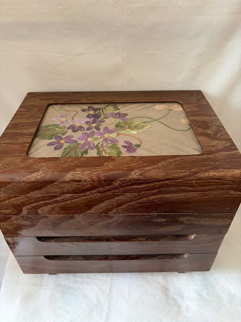 木製整理箱　宝石箱　裁縫箱　小物収納　昭和　ヴィンテージ
