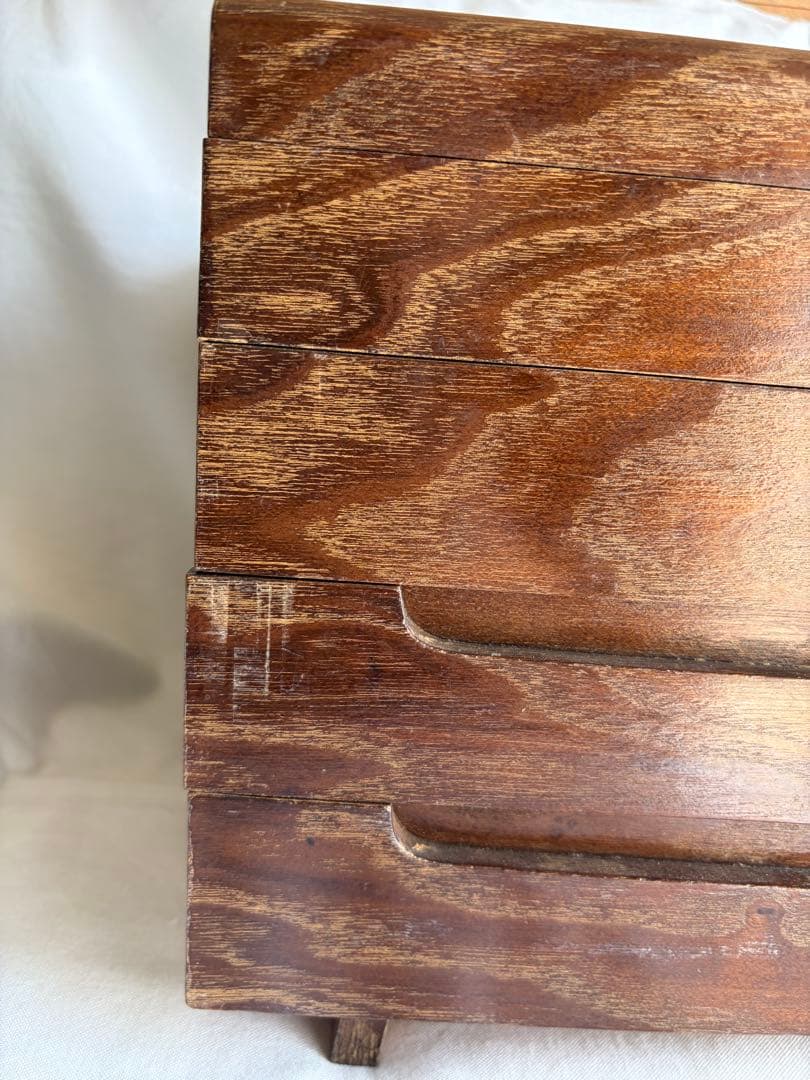 木製整理箱　宝石箱　裁縫箱　小物収納　昭和　ヴィンテージ