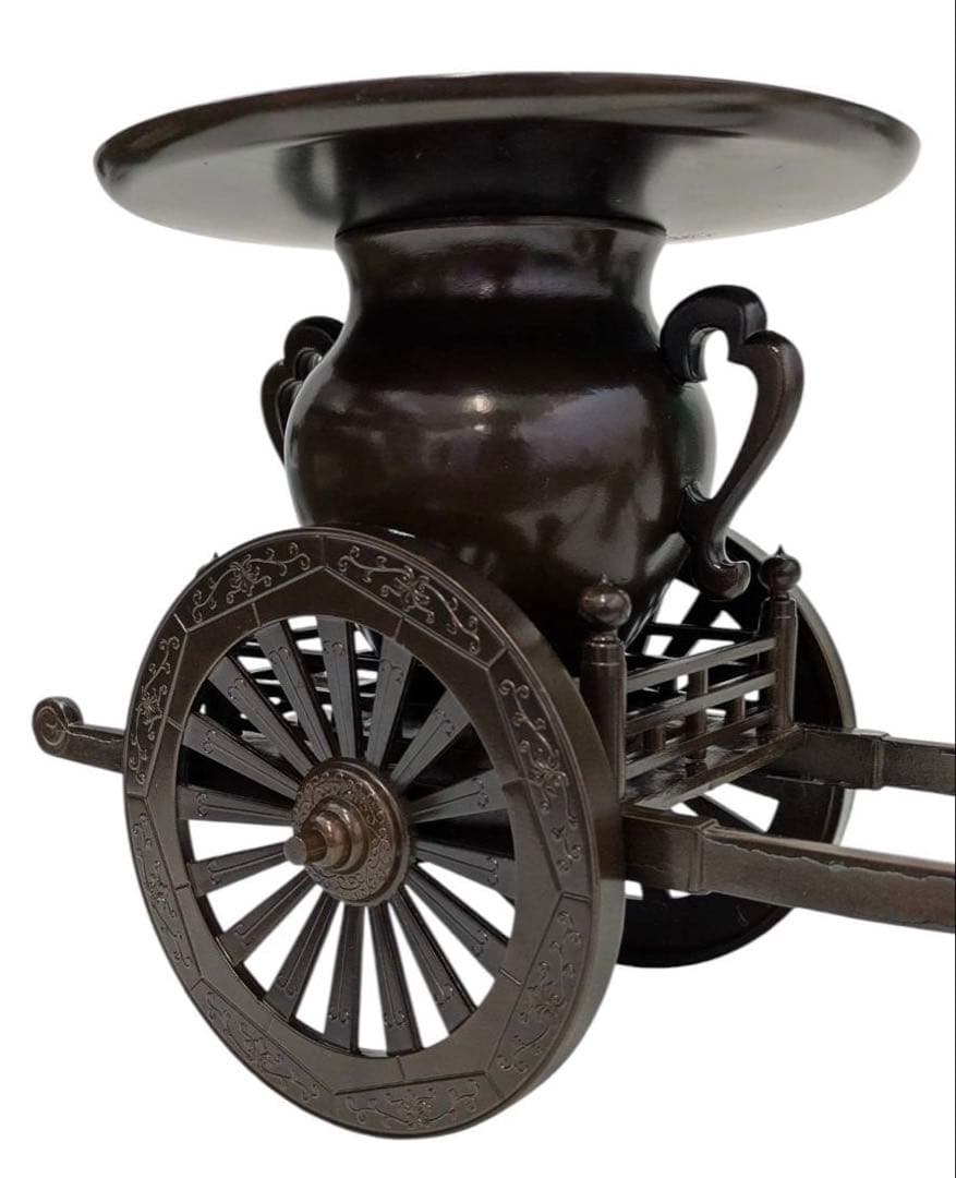 伝統美術 花車 御所車型花器