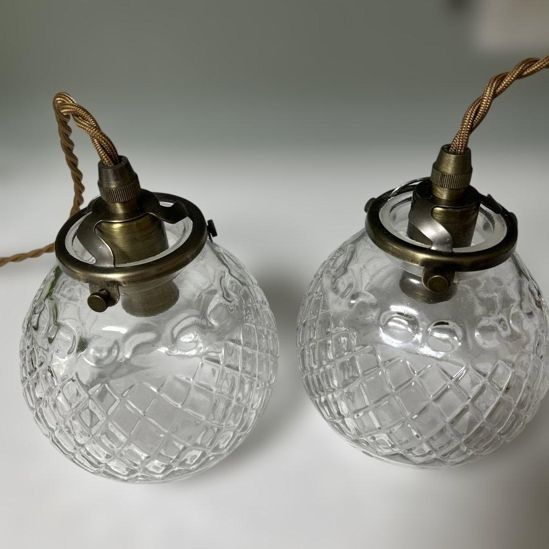 クリアガラス ペンダントライト 2個セット