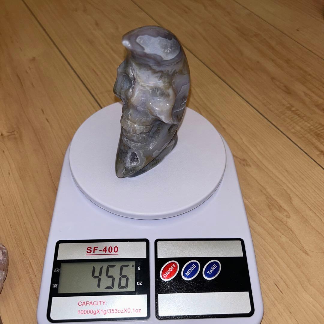 パープルモスアゲート 月 スカル 天然石 456g